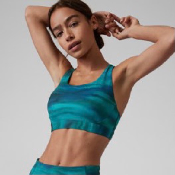 New Athleta Ultimate Printed Racerback Sport Bra Medium Impact Cup D - DD Sz XS - Picture 3 of 7